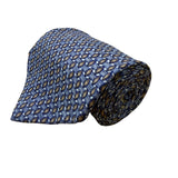 Perry Ellis Portfolio Mens Blue & Gold 100% Silk Geometric Pattern Necktie