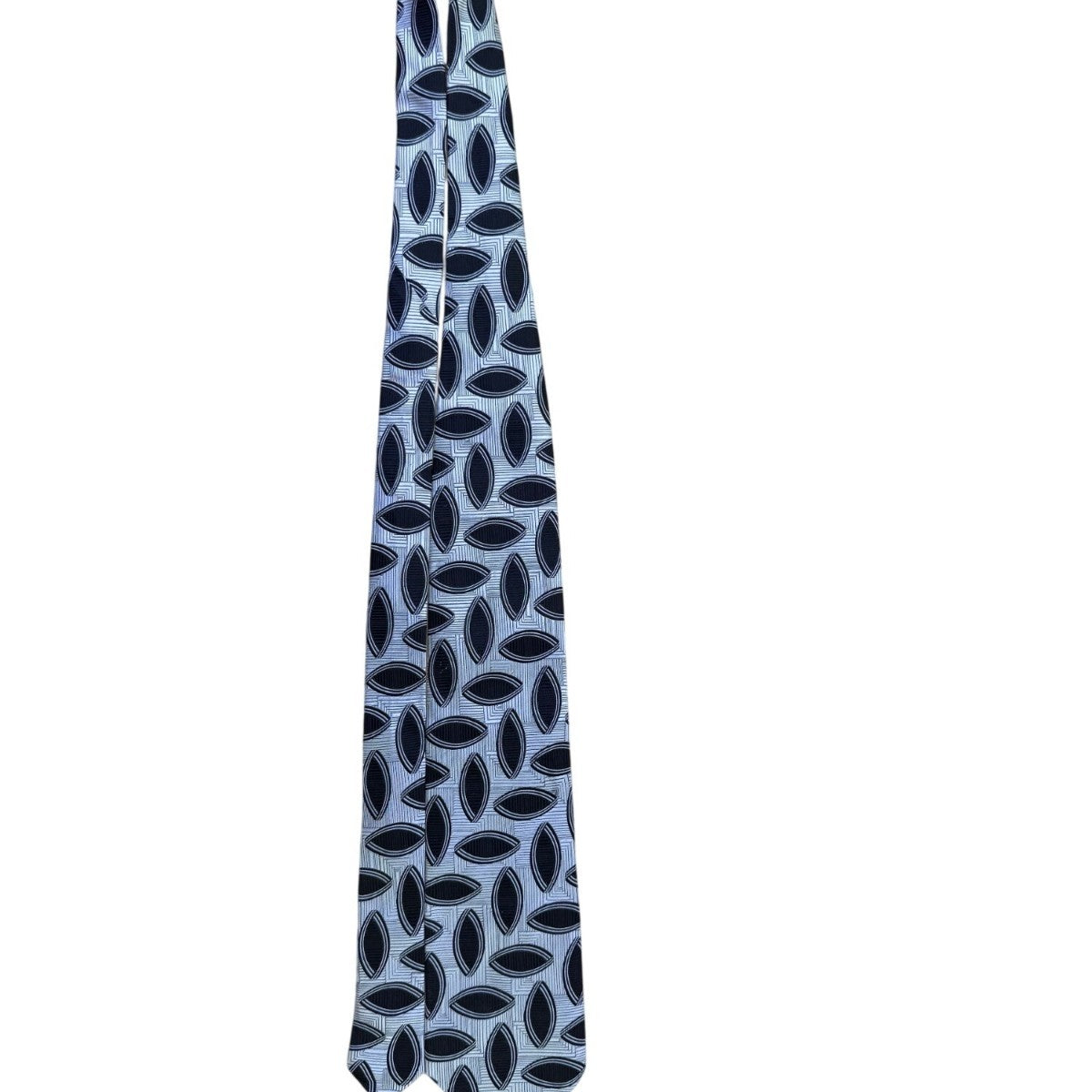 Five Star Mens Black & White 100% Silk Geometric Pattern Designer Necktie
