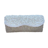 Vintage Handmade Women’s White Satin Beaded Clutch