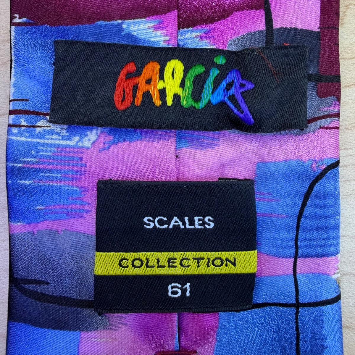 Garcia Mens Multi-Color 100% Silk Tie Abstract Brushstroke Pattern