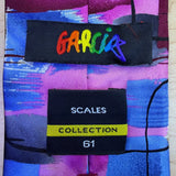 Garcia Mens Multi-Color 100% Silk Tie Abstract Brushstroke Pattern