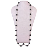 Joan Rivers Womens Black & Clear Lucite Beaded Long Necklace Gold Tone