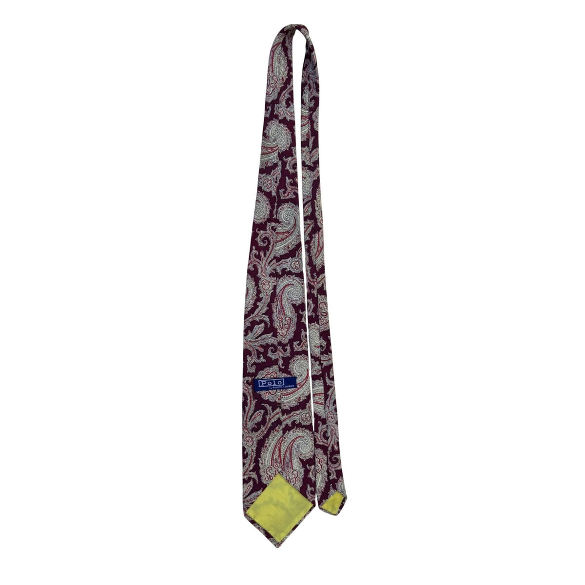 Polo By Ralph Lauren Mens Burgundy Silk Paisley Tie Classic Pattern Elegant