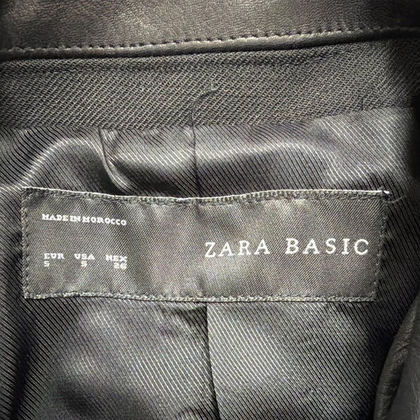 Zara Basic Womens Black Moto Jacket With Gold Zippers Size S