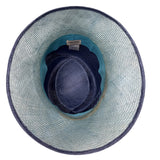 Vtg Nordstrom Blue Straw Hat W/ Pink Floral Accent & Green Ribbon Embellishment