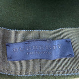 Womens Green Wool Cloche Hat With Black Leather Bow Accent