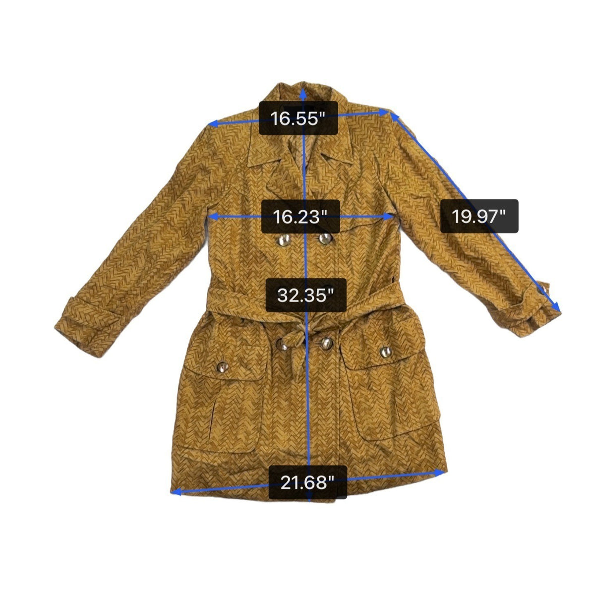 Hettabretz Womens Yellow 100% Silk Double-Breasted Trench Coat With Belt Italy