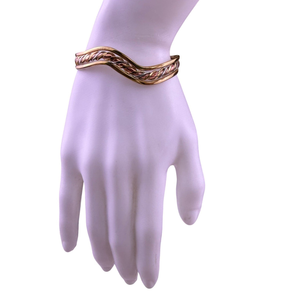 Vintage Womens Gold Tone Copper Southwestern Braid Cuff Bracelet 