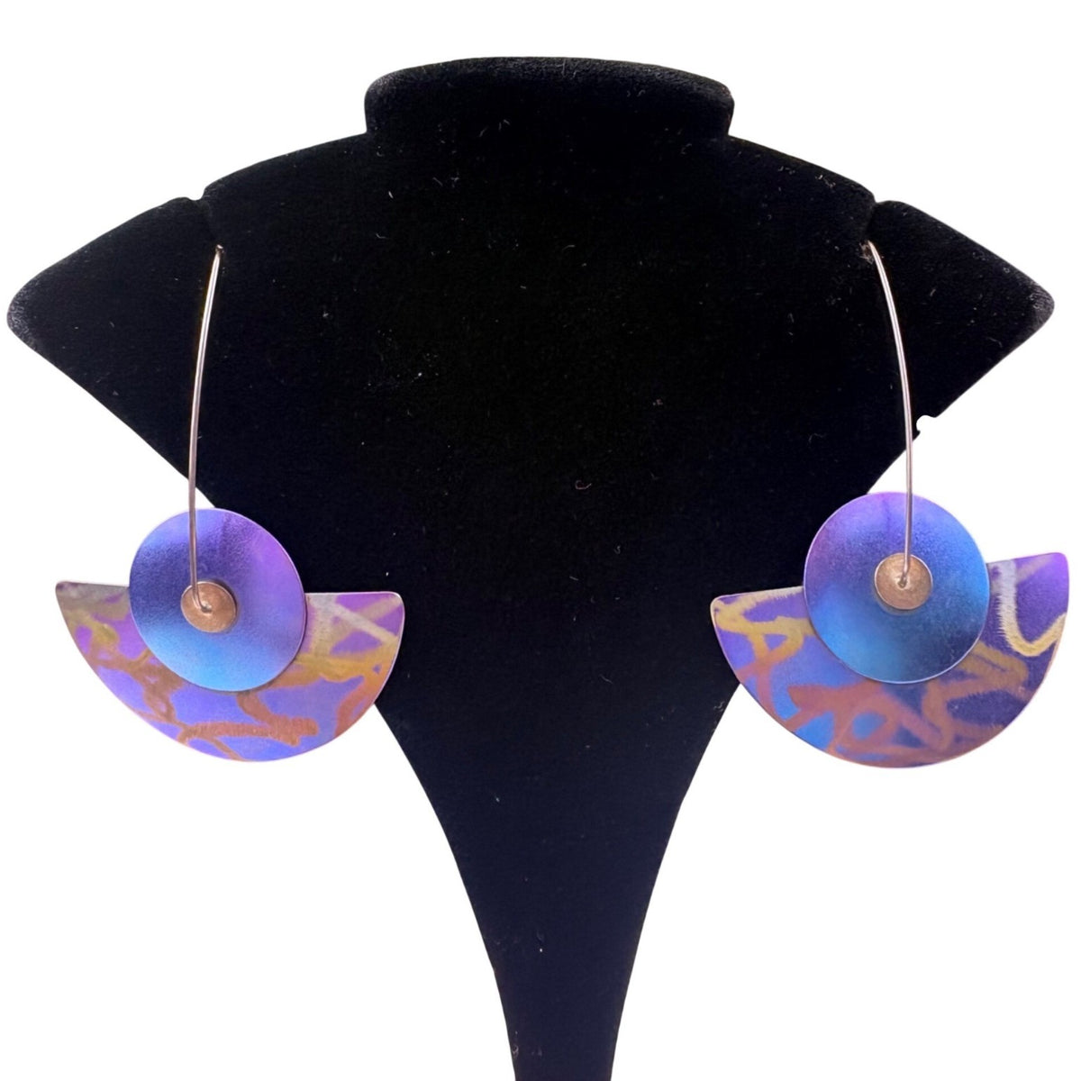 Unknown Unisex Purple/Blue Mixed-Metal Colorful Modern Statement Earrings