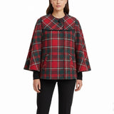 Pendleton Womens Red Green Wool Plaid Jacket 3/4 Sleeve Button Front Size S