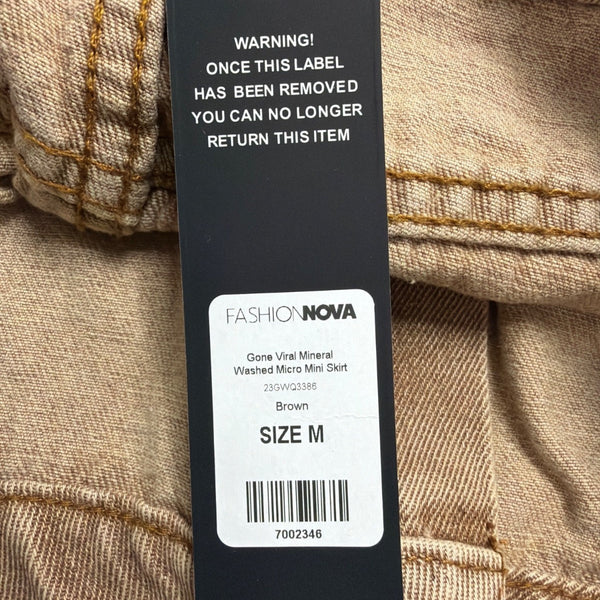 Fashion Nova Womens Brown Washed Micro Mini Skirt W/ Pockets Size M