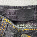 Street Market Womens Black Cotton Straight-Leg Distressed Hem Jeans Size 4