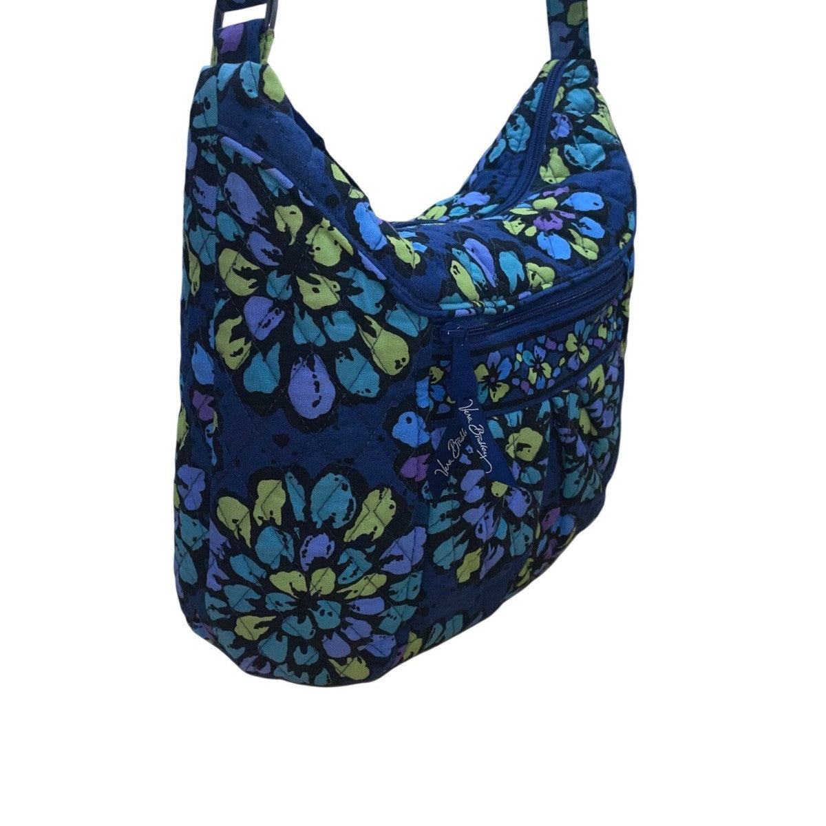 Vera Bradley Women’s Blue Quilted Floral Adjustable Strap Shoulder Tote Bag