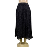 Coldwater Creek Womens Black Floral Pleated Long Skirt Lightweight Size M