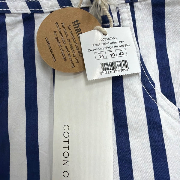 Cotton On Womens Blue & White Striped Cotton Blend High-Rise Casual Shorts Sz 10