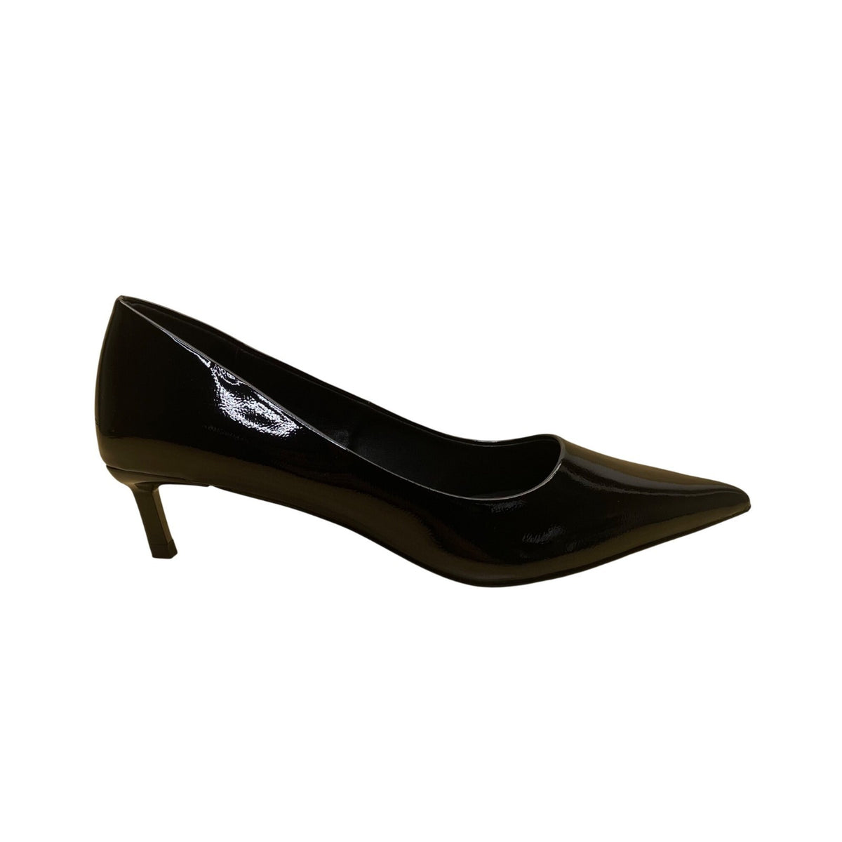 Lulus Womens Black Patent Pointed Toe Kitten Heels Elegant Pump Shoes Sz 9