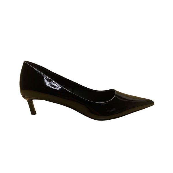 Lulus Womens Black Patent Pointed Toe Kitten Heels Elegant Pump Shoes Sz 9