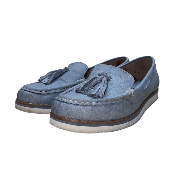 Brogues Women’s Light Blue Faux Leather Casual Slip-On Tassel Loafers Size 9.5M