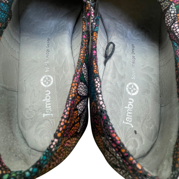 Jambu Women’s Multicolor Leather Floral Slip-On Wedge Miro Clogs Shoes Size 6.5M