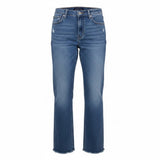 American Eagle Womens Blue Denim Short Strigid Raw Hem Straight Leg Jeans Sz 4 