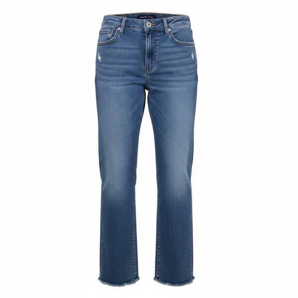 American Eagle Womens Blue Denim Short Strigid Raw Hem Straight Leg Jeans Sz 4 