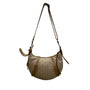 Fossil Women’s Beige Logo Pattern & Brown Leather Trim Adjustable Strap Hobo Bag