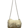 Women’s White Yellowish Faux Fur  Soft Plush Exterior  Chain Strap Shoulder Bag