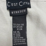 Cest City Womens White Stretch Long Sleeve V-Neck Sweater Size XL