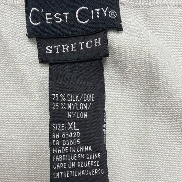 Cest City Womens White Stretch Long Sleeve V-Neck Sweater Size XL