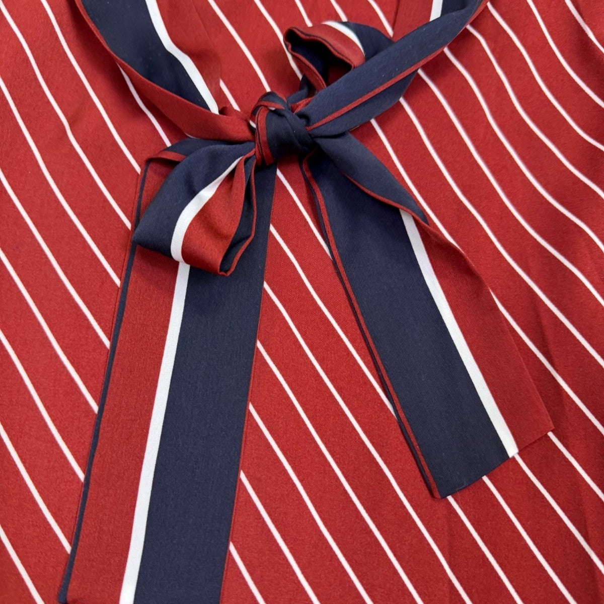 Who what wear Red & Navy Girls Striped Asymmetrical Bow-Tie Dress Sz M
