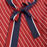 Who what wear Red & Navy Girls Striped Asymmetrical Bow-Tie Dress Sz M