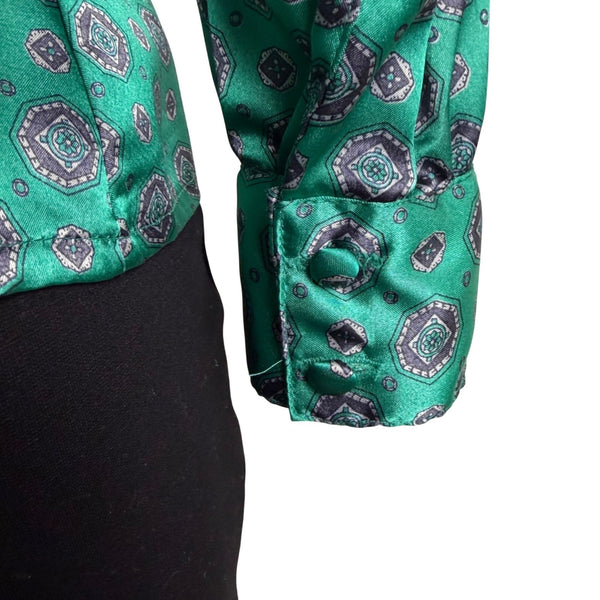 Oscar De La Renta Womens Green Bow Blouse Vintage Retro Style Top Sz 6