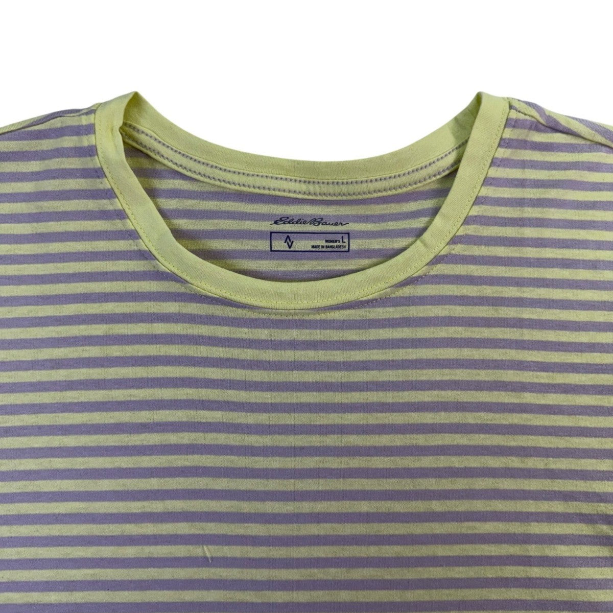Eddie Bauer Womens Yellow & Gray Cotton Striped Short Sleeve T-Shirt Size L