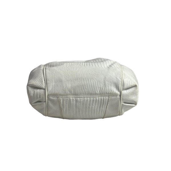 Vintage Sharif Women's White Crock Skin Leather Crossbody Bag Sz S