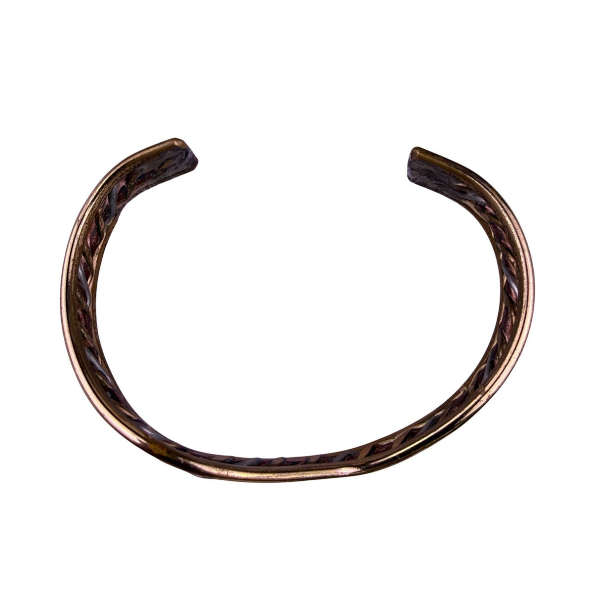 Vintage Womens Gold Tone Copper Southwestern Braid Cuff Bracelet 