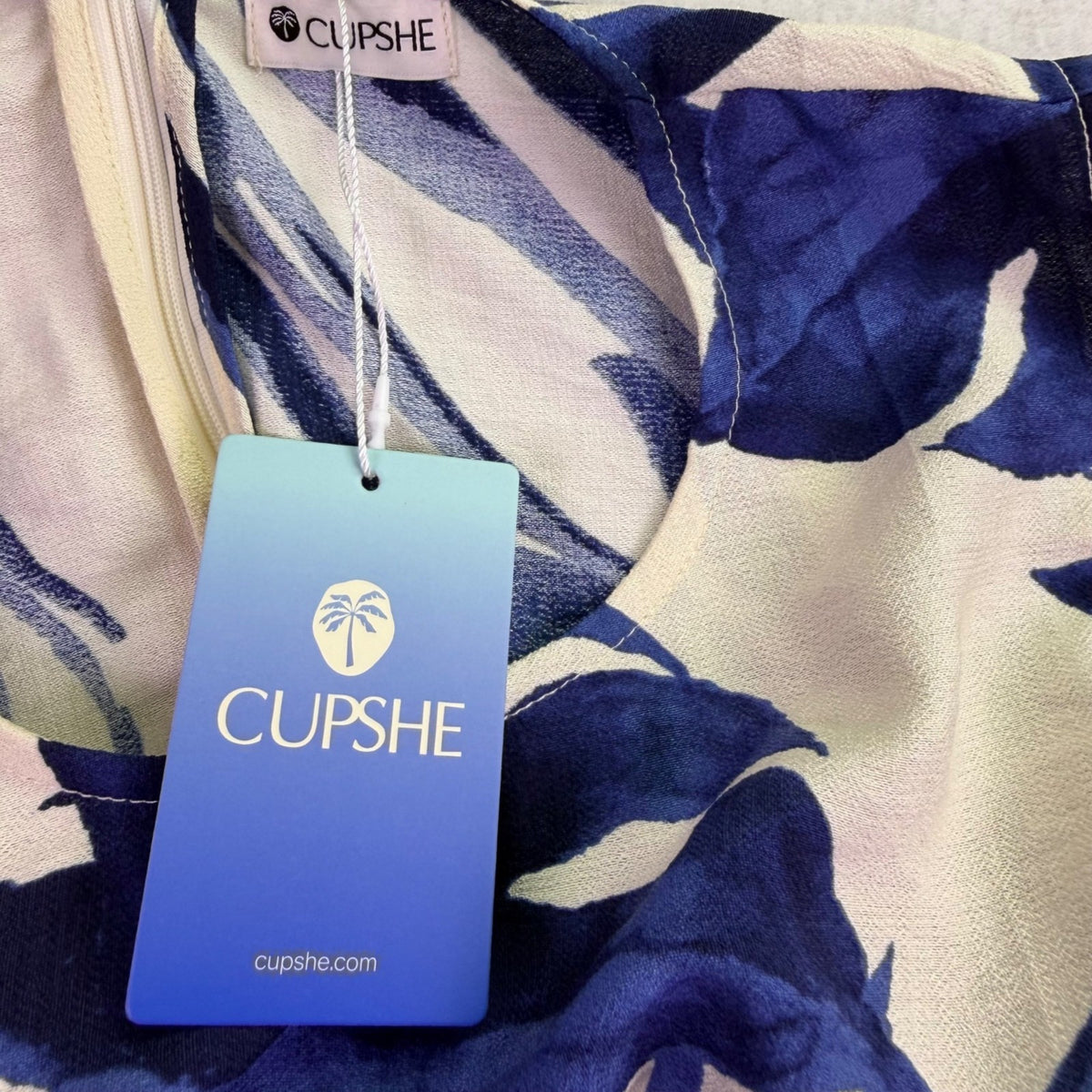 Cupshe Womens Blue & White Floral Sleeveless Dress Rayon Blend Size OS Casual We