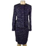 Albert Nipon Womens Purple/Black Tweed Skirt Suit Size 4