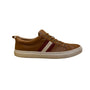 Bally Men’s Brown Leather White & Red Stripe Low-Top Casual Sneakers Size US10.5