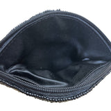 Handmade Women’s Metallic Black & Gold Beaded Crab Zipper Pouch