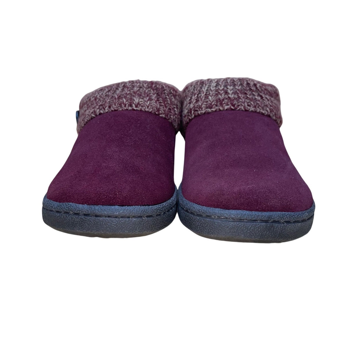 Clarks Women’s Burgundy Knit Cuff With Faux Fur Lining Slippers Size 10M