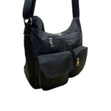 Suvelle Women’s Black Nylon Multi-Pocket Adjustable Strap Crossbody Bag Size M