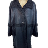 Adolfo Dominguez Women’s Black Faux Shearling Coat With Button Front