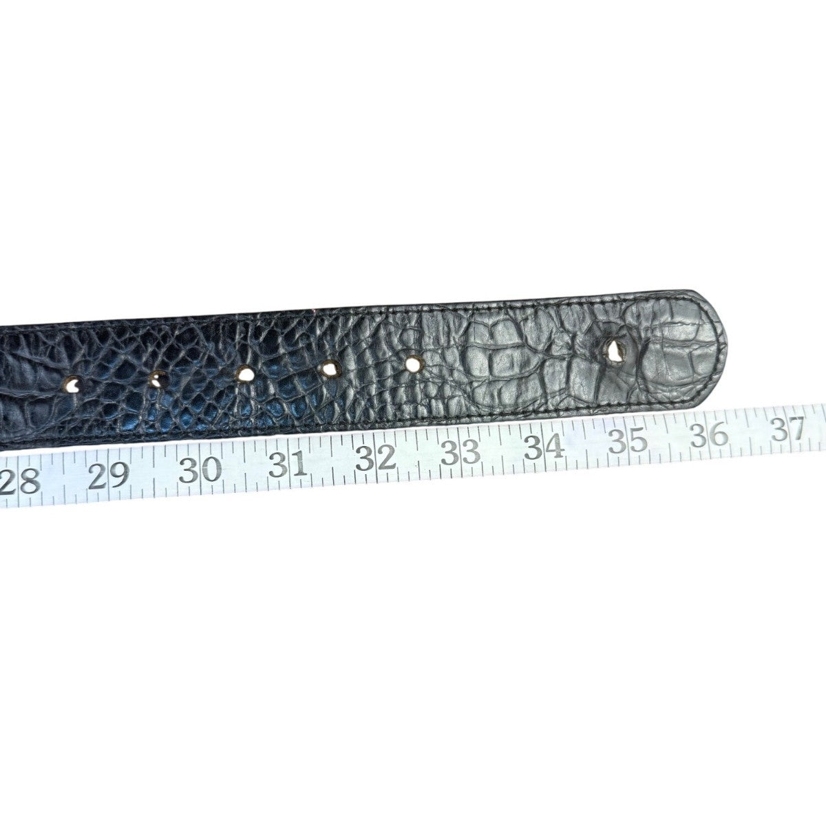 Streets Ahead Womens Black Leather Belt Croc Embossed Western Silver Buckle M