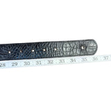 Streets Ahead Womens Black Leather Belt Croc Embossed Western Silver Buckle M