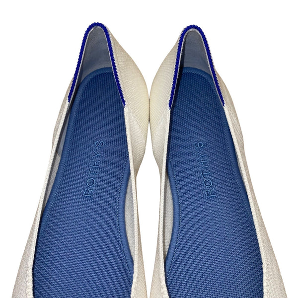Rothys Women’s White With Flower Detail Slip-On Ballet Flats Size W11.5