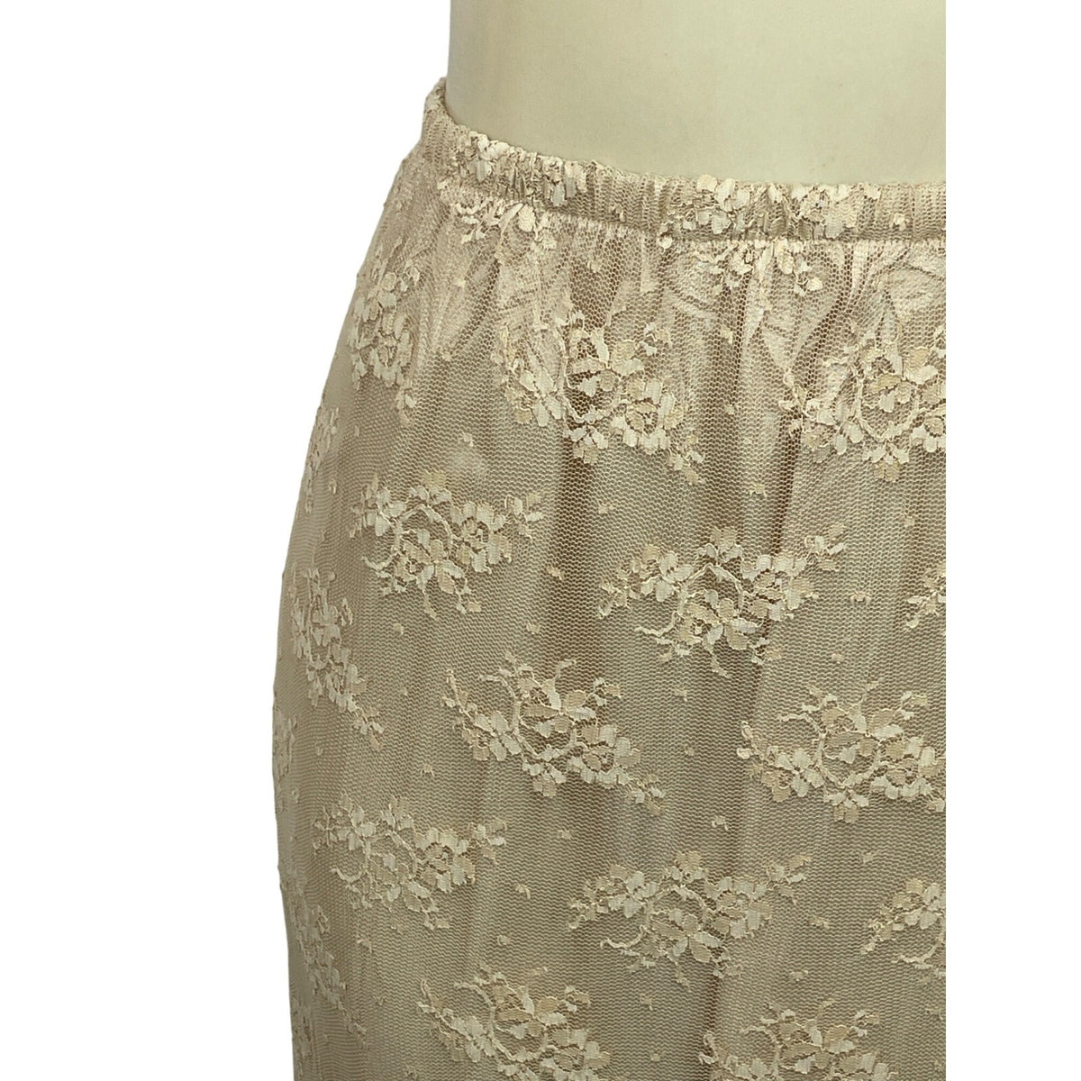 Soft Surroundings Women's Beige With Pink Lace Ribbon Long Skirt Sz M