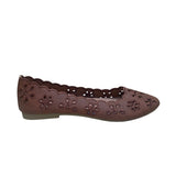 Women’s Brown Cutout Floral Design Ballet Flats Size 8.5