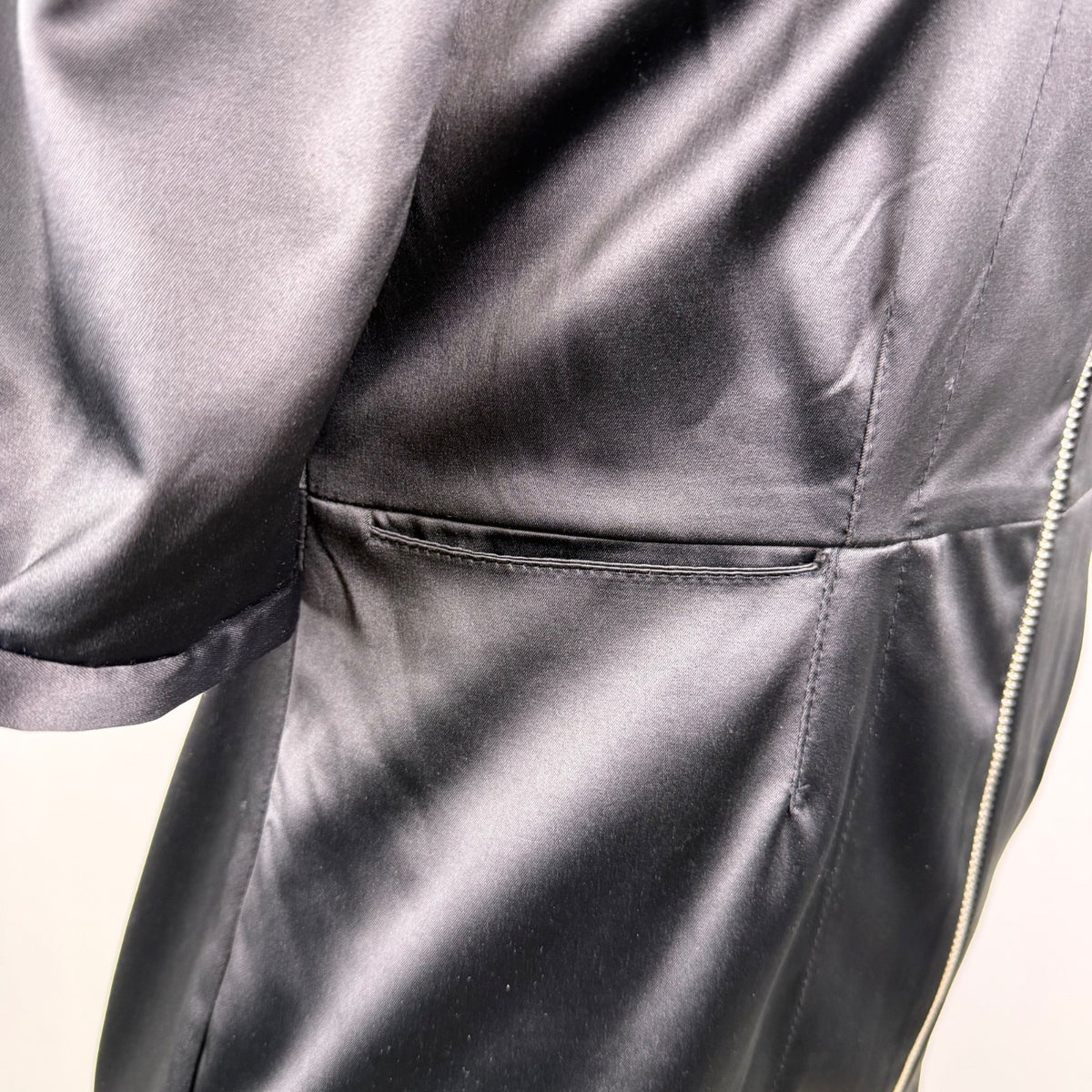 Rodebjer Womens Black Polyester & Elastane Puff Sleeve Zip-Up Mini Dress Size S