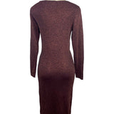 ELIE TAHARI Burgundy Long Sleeve Bodycon Midi Dress W/ Cutout Detail Sz L - New