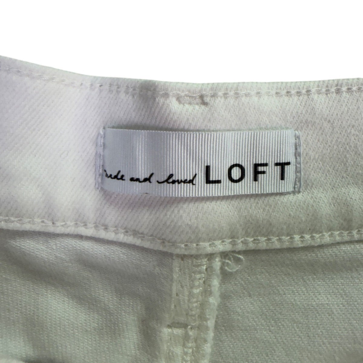 Loft Womens White Cotton Blend Frayed Hem Denim Shorts Casual Summer Size 32/14